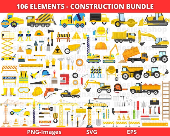 Construction Clipart, construction svg, construction vehicles, vehicles clipart, Construction SVG Mega Bundle, dumb truck, Digital Download