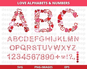 Valentine's Day Heart Alphabet PNG: Love Letters Clip Art (Digital Download)