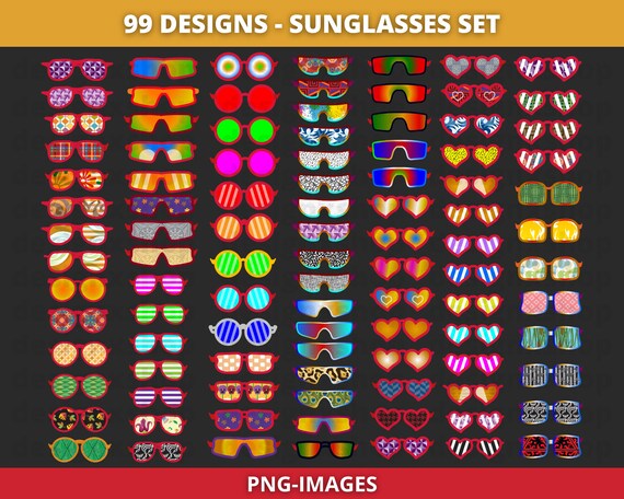 Sunglasses clipart, Rainbow Glasses Clipart, Glasses clipart, summer clipart, party clipart, Props clipart, Digital Download PNG Images