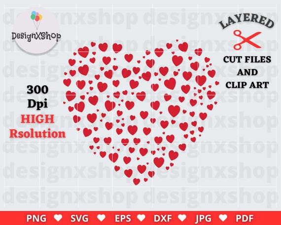 Heart Svg Files For Cricut, Valentines Day PNG, Love SVG Cut File, Mothers Day DXF Cut File, Cute Heart Clipart