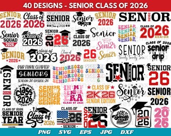 Class of 2026 SVG, Senior 2026 SVG Bundle, 2026 senior svg, senior shirt svg, high school shirt cut file, high school svg, Senior Year