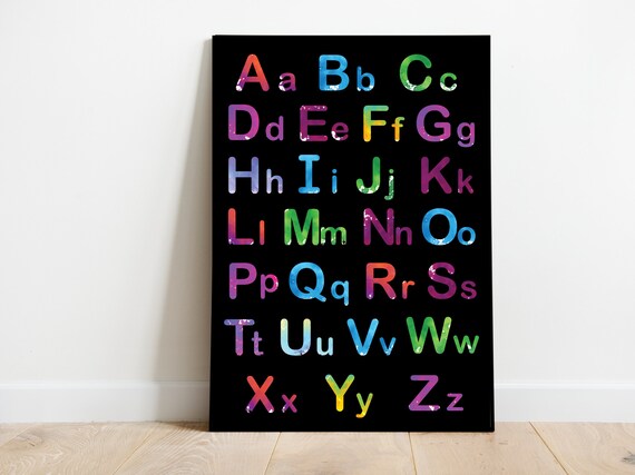 Alphabet Print, Alphabet Poster, Watercolor Alphabet, Rainbow alphabet poster, Nursery Print, ABC Print, Educational Print, Instant Download