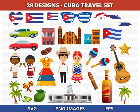 Cuba Clipart, Havana Clipart, Travel clipart, Country clipart, Cuban clipart, Kids, traditional costume, Instant Download SVG and PNG