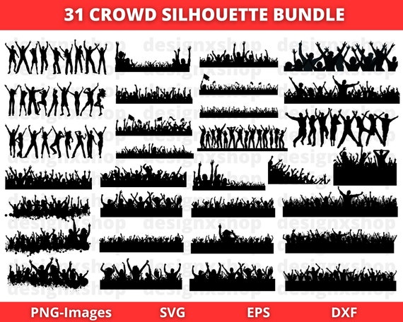 Cheering Crowd svg | People Human groups Svg | People Party Silhouette | People Silhouette | Crowd Svg | Happy People bundle