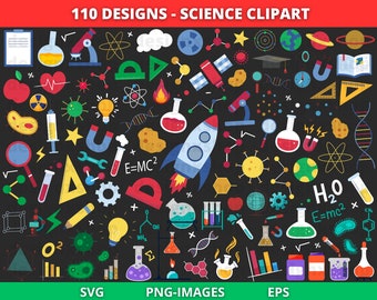 Science Clipart: Lab, Space, Anatomy - 110 Digital Files (PNG, SVG, EPS)