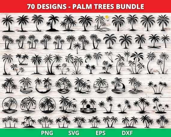 Palm Tree Svg Bundle, Palm Tree Svg, Palm Tree Clipart, Palm Tree Silhouette, Palm Tree Cut Files For Circut, Beach Life Svg, Palm Tree Png