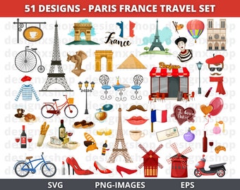 PARIS Clipart, Frankreich Clipart, Reise Clipart, Europa Clipart, Paris romantisch, Eiffelturm, Wahrzeichen, Französisch Clipart, Instant Download