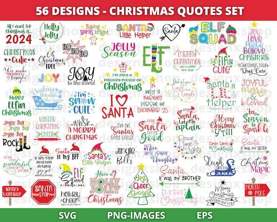 Christmas Svg Bundle, Christmas Quotes SVG, Christmas Svg, Quotes Clipart, Christmas Ornament, Gift, Décor, Snow, Elf, Instant Download