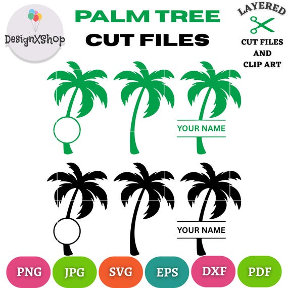 Palm Tree Svg, Palm Tree Cut Files, Palm Tree Clipart, Palm Tree Png, Summer Svg Cut File, Palm tree silhouette cut files