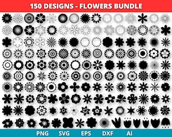 Floral Svg Bundle, Flower Svg Bundle, Flowers Bundle SVG, Wildflower SVG, Flowers Svg, Floral Svg, Rose Svg, Tree Svg Files, Flower Cricut