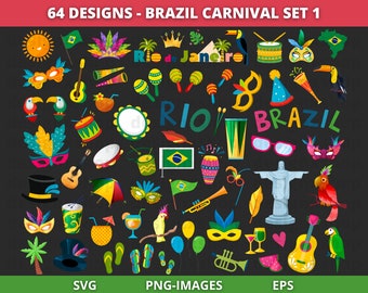 Brazil Carnival Clipart: Rio de Janeiro Graphics (PNG, SVG, EPS)