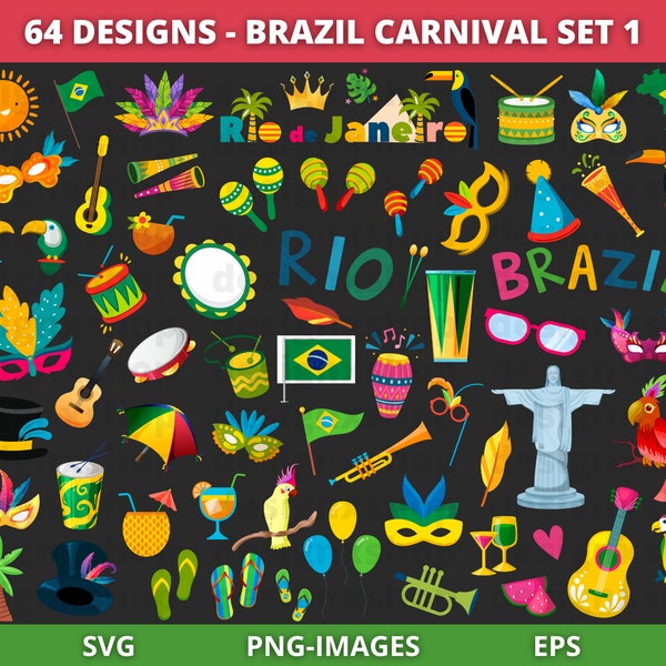 Clipart Brésil, clipart carnaval, Rio Clipart, clipart Fiesta, clipart voyage Brésil, clipart Brésilien, Rio De Janeiro, clipart Mardi Gras