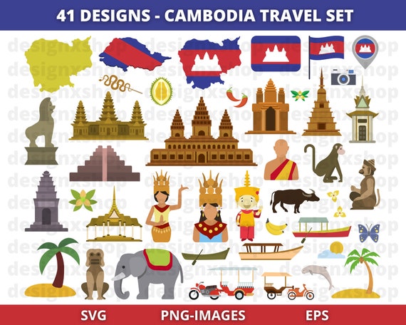 Cambodia Clipart, Thailand clipart, Southeast Asia, Thai design, Travel clipart, Culture clipart, Country clipart, Download SVG and PNG