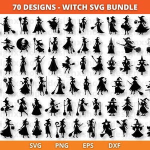 Witch SVG Bundle: Halloween Clipart, Witchcraft Silhouette (70 Designs)
