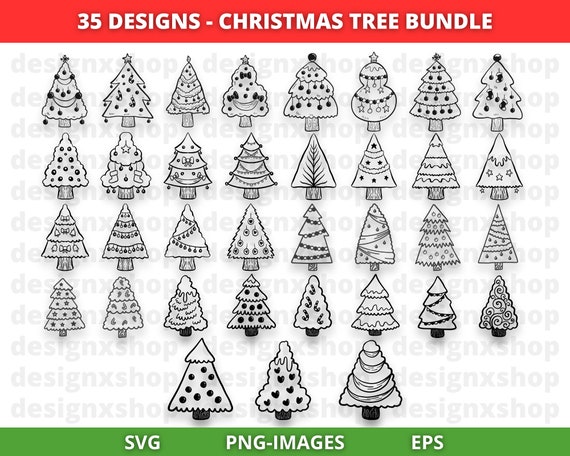 CHRISTMAS TREE SVG Bundle, Tree Christmas Svg, Christmas ClipArt, Pine Tree ClipArt, Christmas Tree Outline, Instant Download