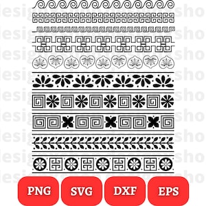 Greek Border SVG Bundle, Greek Key Frame SVG, Greek Pattern, Greek ...