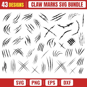 Claw Mark SVG Bundle | 40 Animal Scratch Mark Svg, Claw Slash PNG, Distressed Claw Graphics, Cricut Cut Files, Eps Dxf for DIY Crafts