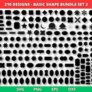 Pacchetto SVG di forme di base, Cornici SVG - Tag SVG - Etichette SVG - Banner SVG - Forme SVG, Forme di etichette SVG, Silhouette di cornici decorative