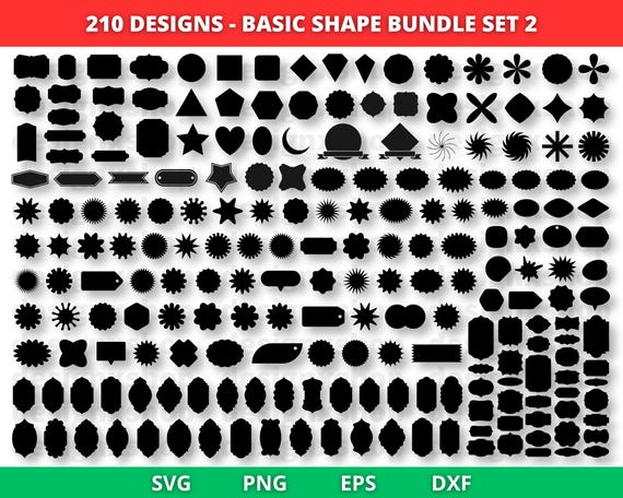 Basic Shape SVG Bundle, Frames Svg - Tags Svg - Label Svg - Banner Svg - Shapes Svg, Name Tags Shapes Svg, Decorative Frames Silhouette