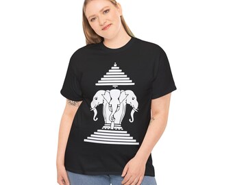 Three Headed Elephant Laos Shirt, Unisex Graphic Tee, Laos Elephant Gift, Ethinic Elephant Top, Souvenir Tee