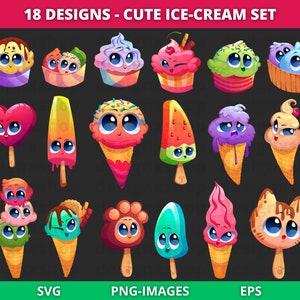 Ice cream clipart, Popsicle clipart, Summer clipart, desert clipart, sweets clipart, Ice cream Faces, Cupcakes, Candy, Download SVG and PNG