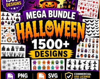 1500+ Halloween Mega SVG Bundle: Pumpkin, Ghost, Witch Clipart (Digital Files)
