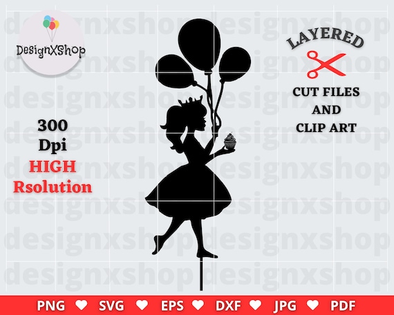 Princess Cake Toppers SVG, Birthday Cake Toppers SVG, Fairytale cake topper, Princess svg, Birthday svg, Cake topper svg-png-pdf-dxf-eps-jpg