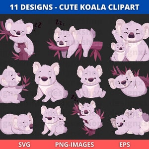 Cute Koala Clipart, Koala Bear clipart, KOALA clipart, Animals Clipart, mother day clipart, Baby koala clipart, Nursery clipart, SVG and PNG