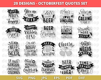 Pacchetto SVG con citazioni sulla birra dell'Oktoberfest: disegni per magliette da papà (download digitale)