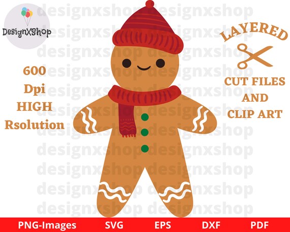 Christmas Gingerbread SVG, Gingerbread man svg, Gingerbread cut files and clip art, Winter, Holiday, Instant Download File GB-2