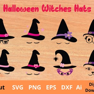Witch Hat SVG Clipart: Halloween Witch Face, Cricut Silhouette (Digital Download)