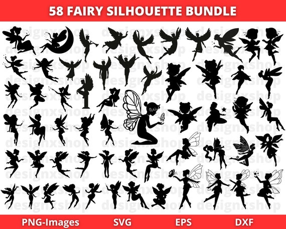 Fairy Silhouette SVG Bundle, Fairy Svg, Fairy Silhouette Svg, Fairy Clipart, Fairy Cricut, Fairy Vector, Fairies Svg, Digital Download