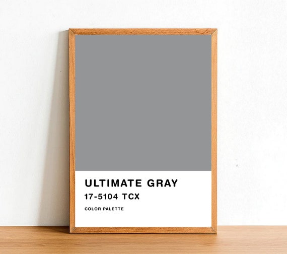 Ultimate Gray color printable, Pantone color poster, color print, Neutral color printable, modern typography poster, Color Palette