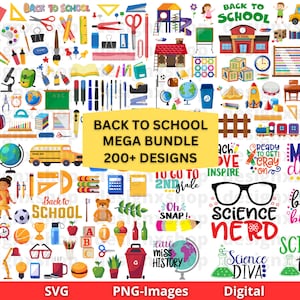 Back to School Mega Bundle, zurück zu Schule Clipart, Schule Clipart, süße kleine Schule Clipart, Schulmaterial, Lehrer Grafik, Klassenzimmer