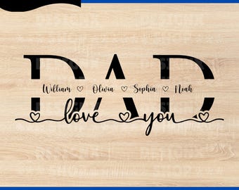 Dad SVG, Father's Day Gift SVG, Dad Split Name Frame Svg, Dad Cut File, Dad Outline, Dad Shirt Png, Dad Monogram Svg, Dad Cricut Svg file