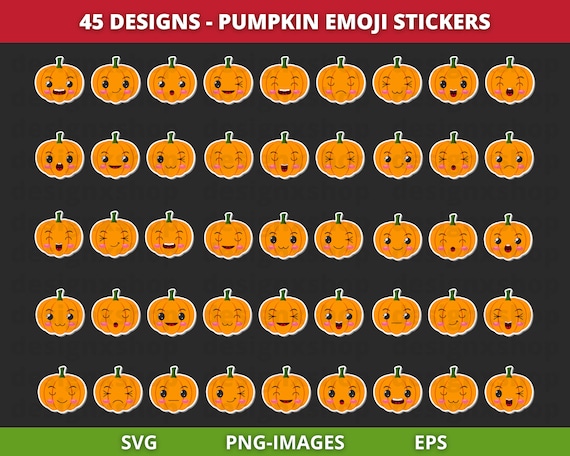 Pumpkin emoji kawaii clipart set | Halloween pumpkin emoji clipart | Emoticon clipart | Printable planner stickers | Emotions PNG SVG PDF