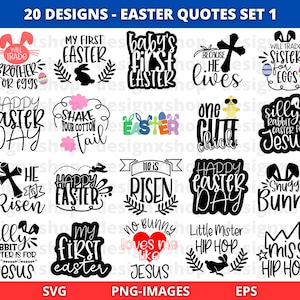 Easter Quotes SVG Bundle: Bunny Clipart, Cricut Cut Files (Digital File)
