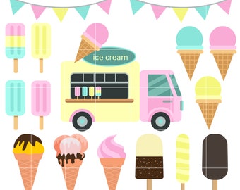 Ice Cream Truck Clipart - Instant digital download, Scrapbooking, Card Making SVG, PNG EPS