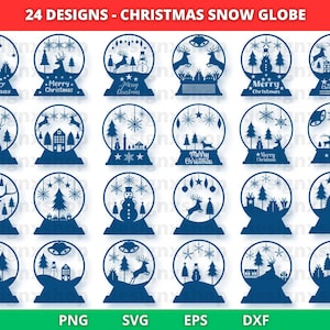 Kula śnieżna na Boże Narodzenie SVG, ozdoba świąteczna SVG, wisząca kula świąteczna, plik do cięcia laserowego, Glowforge, pakiet kuli śnieżnej SVG, plik do cięcia papieru