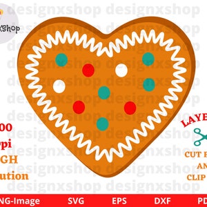 Coração de gengibre SVG, Gingerbread Svg, Oktoberfest Svg, Coração svg, Natal svg, Coração de Natal svg, Biscoito svg, Arquivo de download digital