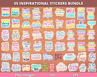 Inspirational svg, Digital stickers bundle, Mental Health png, Printable Stickers Bundle, Sticker svg, Positivity stickers, Cricut SVG PNG
