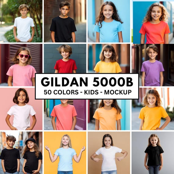 50 Kids TShirt Mockups Gildan 5000b Shirt Mockup Youth Shirt Mockup Tshirt Mockup Children SVG Mockup JPG Digital Download