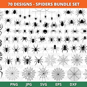 Spider SVG-bundel, enorme spinnenbundel, Spider Svg, Halloween svg, Spider gesneden bestanden voor Cricut, Spider silhouet, Spider Vector, Bugs Svg