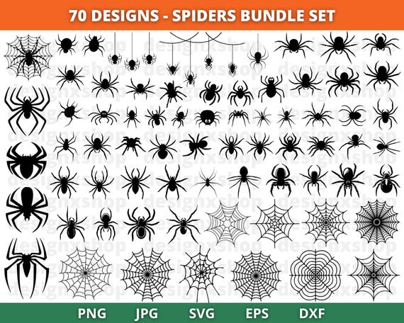 Spider SVG Bundle, Huge Spiders Bundle, Spider Svg, Halloween svg, Spider Cut Files For Cricut, Spider Silhouette, Spider Vector, Bugs Svg