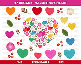 Corazón floral SVG: Clipart de San Valentín (Descarga digital)