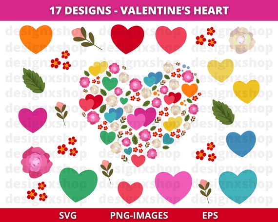 Heart svg, Valentine's day svg, Heart print, Love svg, Valentine clipart, love clipart, heart clipart, Heart flower svg, Digital download