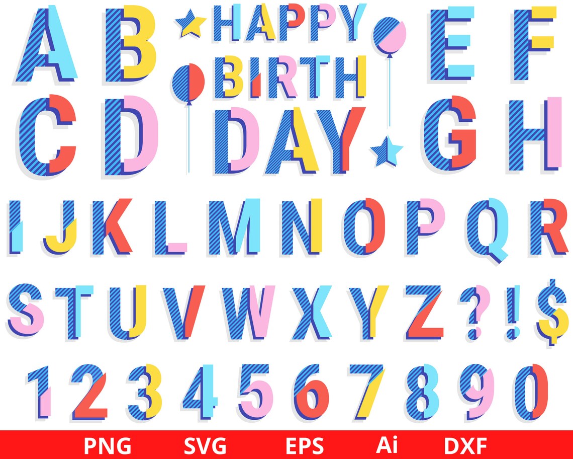 Birthday Alphabet Clipart Birthday Clipart Alphabet Clipart | Etsy