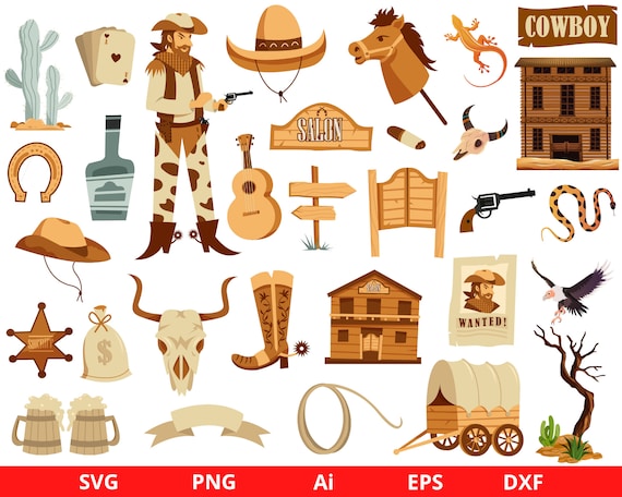 Wild West Cowboy Clipart, Cowboy Clipart, Wild West Clipart