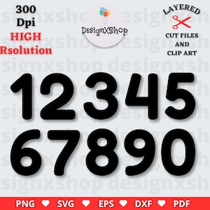 Simple Numbers SVG File For Cricut, Numbers SVG Bundle, Shapes Clipart, Sublimation PNG, Numbers Silhouette, Svg Cut File - Instant Download