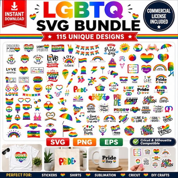 LGBTQ SVG Bundle, LGBT svg, Pride svg, Gay Pride svg, lgbt quotes svg, rainbow svg, Gay svg, Digital File, Instant download Png Svg Files